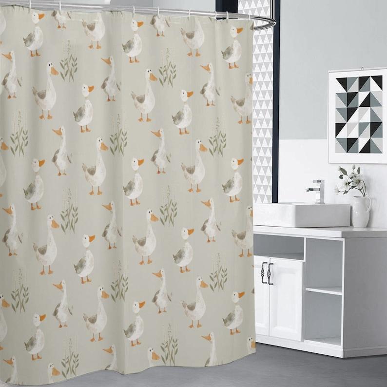Ducks shower curtain, French country farm style, children's bathroom decoration, large and small size shower curtains