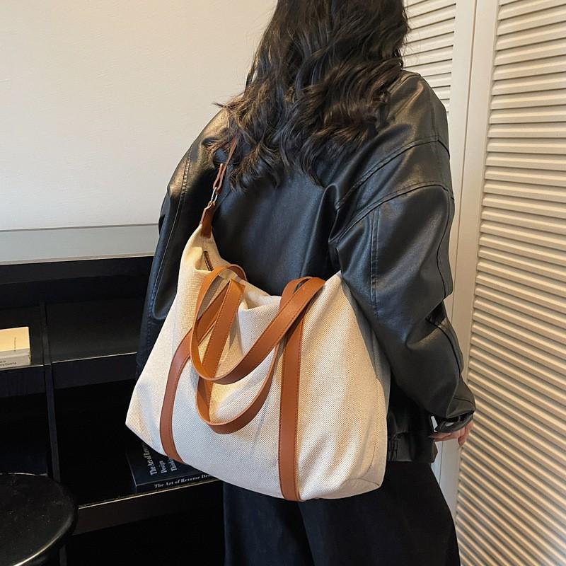 Large Capacity Canvas Tote Bag Women Stylish Shoulder Crossbody Travel With Zipper Phone Pocket