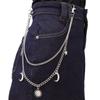 Punk Rock Metal Sol Lua Calças Correntes de Cintura Homens Mulheres Hip-hop Chaveiro Anel Grande Carteira Chaveiro Jeans Unissex Joia Presente