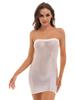 Womens Glossy Bodycon Dress Strapless Design Stretchy Pencil Dress Solid Color Nightclub Wear Evening Dress