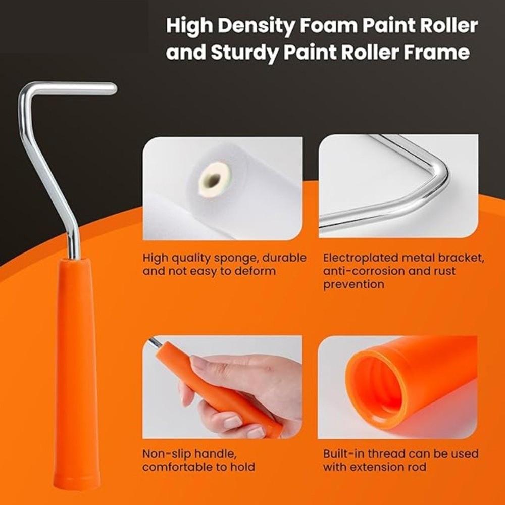 Smooth Paint Roller Set Anti-Drip Wall Painting Tools Foam Roller Brush Kit  for Household