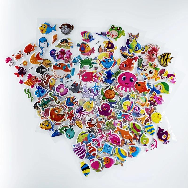 10 Sheets Mixed Fish Fishing Stickers Ocean Fish DIY Toy Gift Decorative Decal for Phone Laptop Bottles Luggage Waterproof