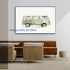 Green Yellow Classic Cars Prints Vertical Car Poster Canvas Printing Boys Room Sage Green Classic Cars Art Decor Kids Room Decor