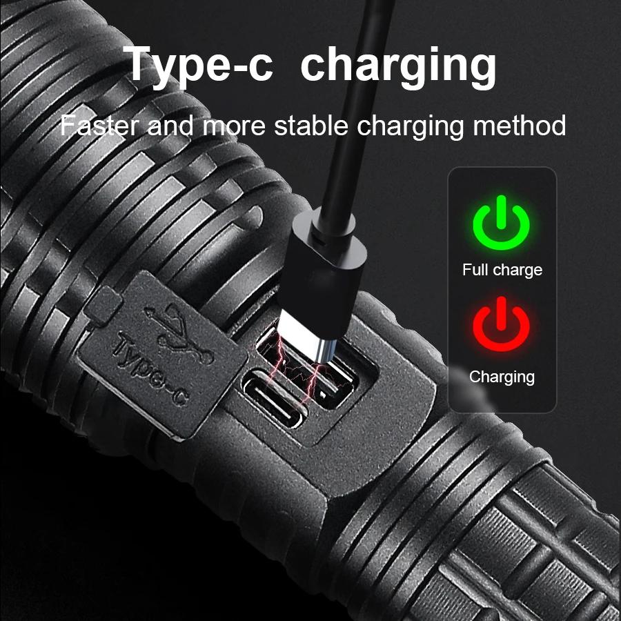 Long Flashlight 400W LED Torch Long Shot 800M Lamp Zoomable Flash Light Waterproof Torch Light Rechargeable Lantern