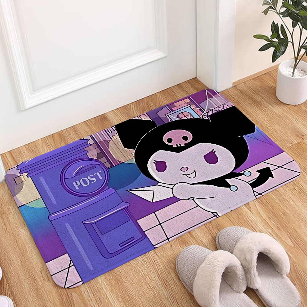 Cute Anime Kuromi Floor Mats Home Laundry Rug Carpet For Living Room Decor Lounge Area Anti-slip Foot Mat Entrance Doormat