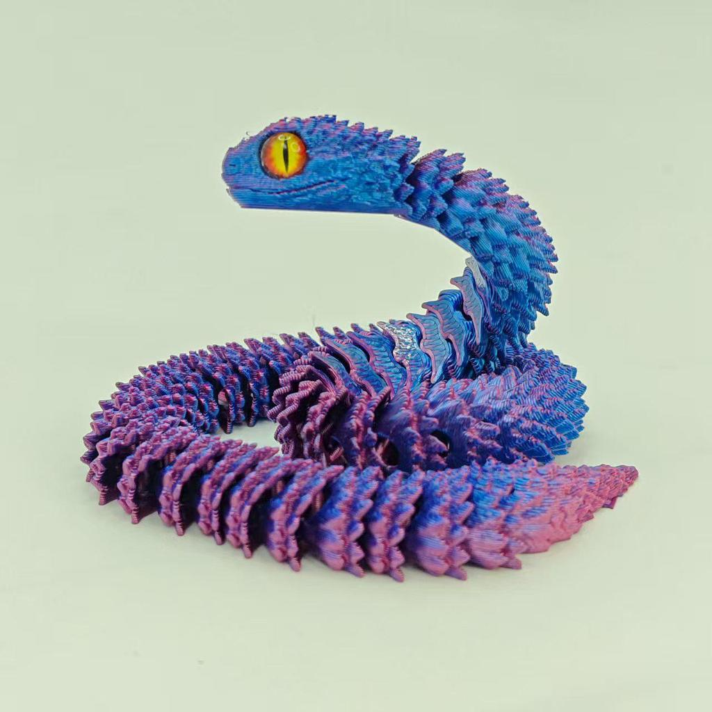 European-Style 3D Printed Multi-Color Movable Snake Ornament - Creative Art Figure Gift