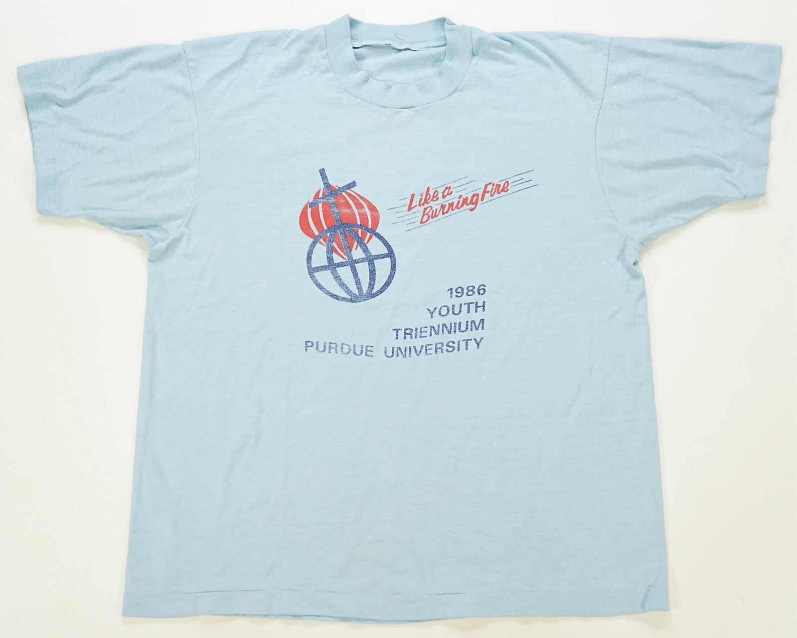 VTG Like A Burning Fire Purdue University Youth Triennium 1986 T Shirt 80s XXXXL