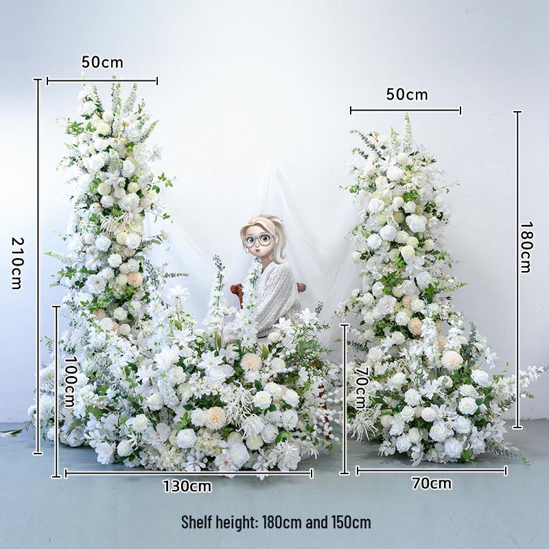 White Horn Artificial Floral Art Wedding Arch for Photography & DIY Decorations