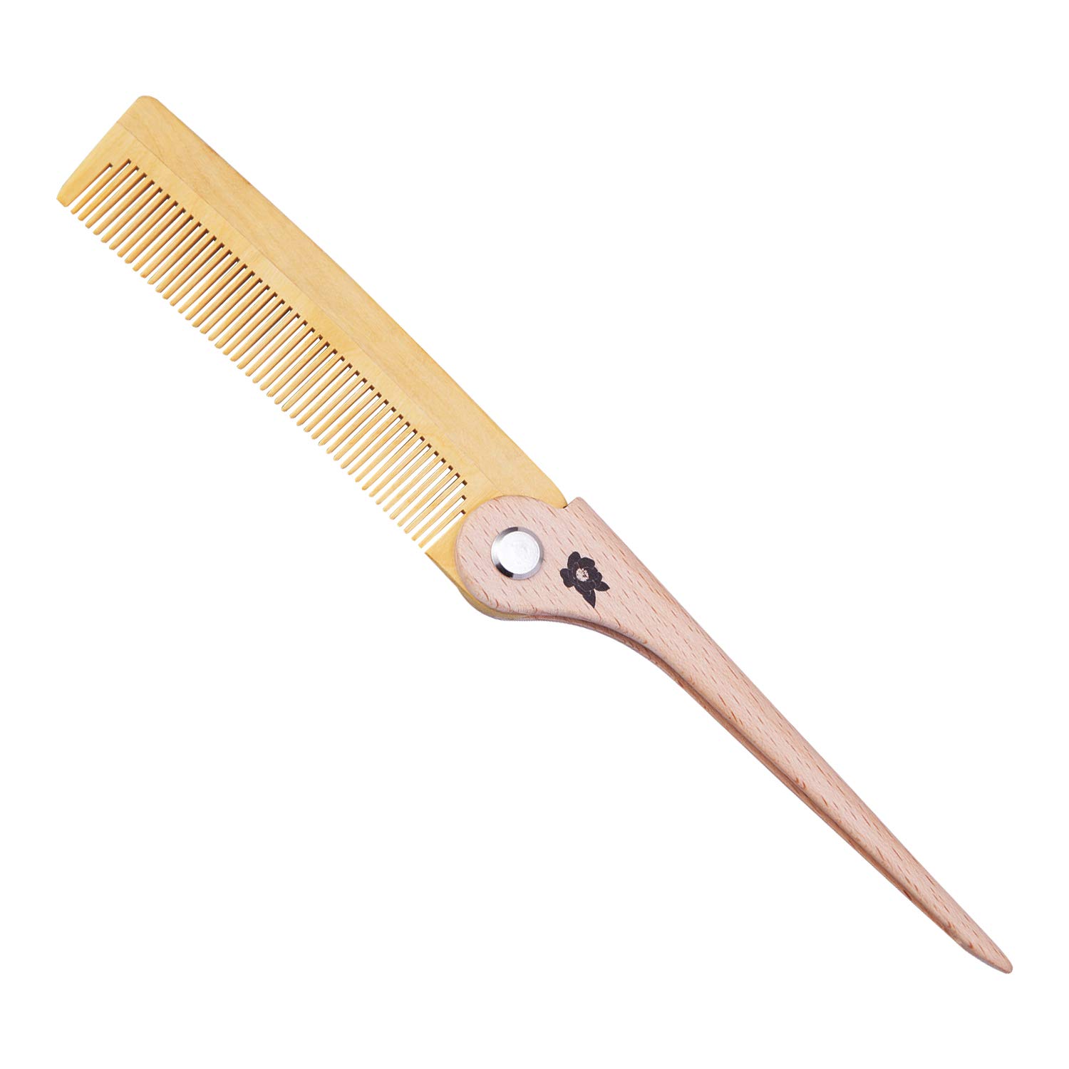 

Расческа из самшита Comolife с компактной расческой для волос с камелией, гладкая, сделано в Японии, масло, складная, масло, волосы, подарок,