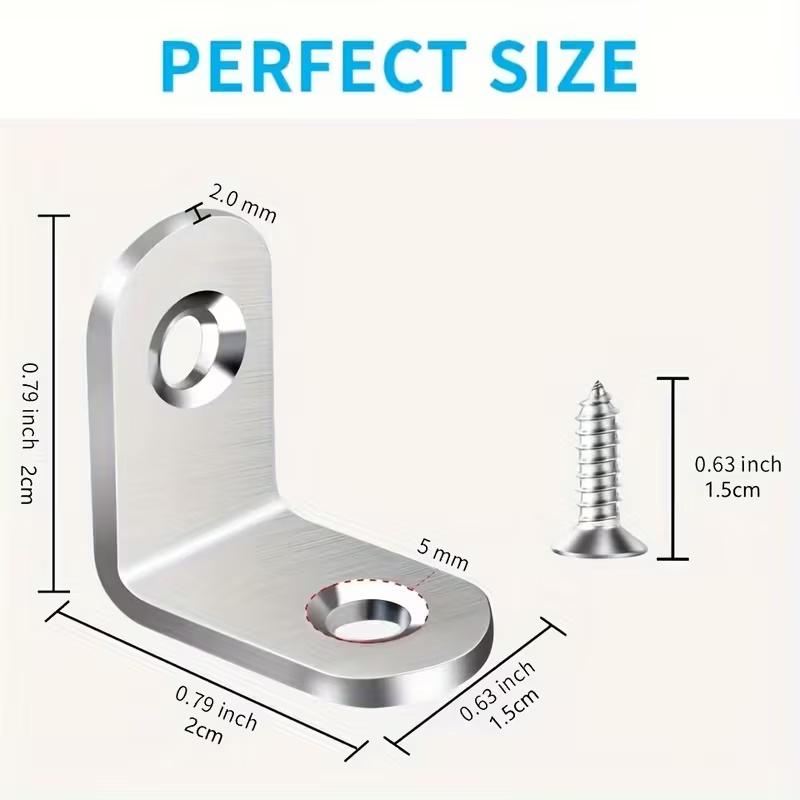 10pcs Thickened Stainless Steel Angle Code Laminate Laminate Connector L-shaped Right-angle Bracket 90 Degrees