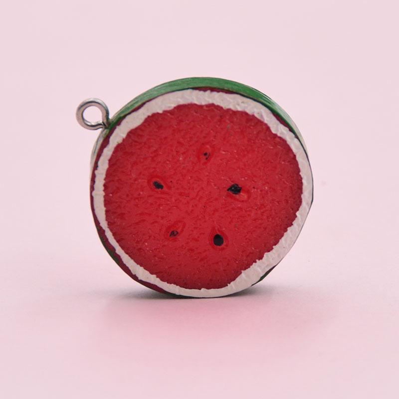 Resin Fruit Slice Keychain Ornament - Lemon, Apple & Watermelon DIY Jewelry Accessory