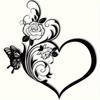 1pc Metal Rose Butterfly Love Wall Art Black Heart Shape Home Decor Sign