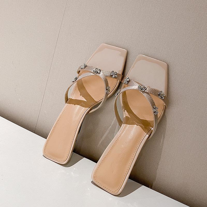 

Purple satin rhinestone with sandals women s 2025 summer new cross-strap open-toe wear high-heeled cool slippers 40