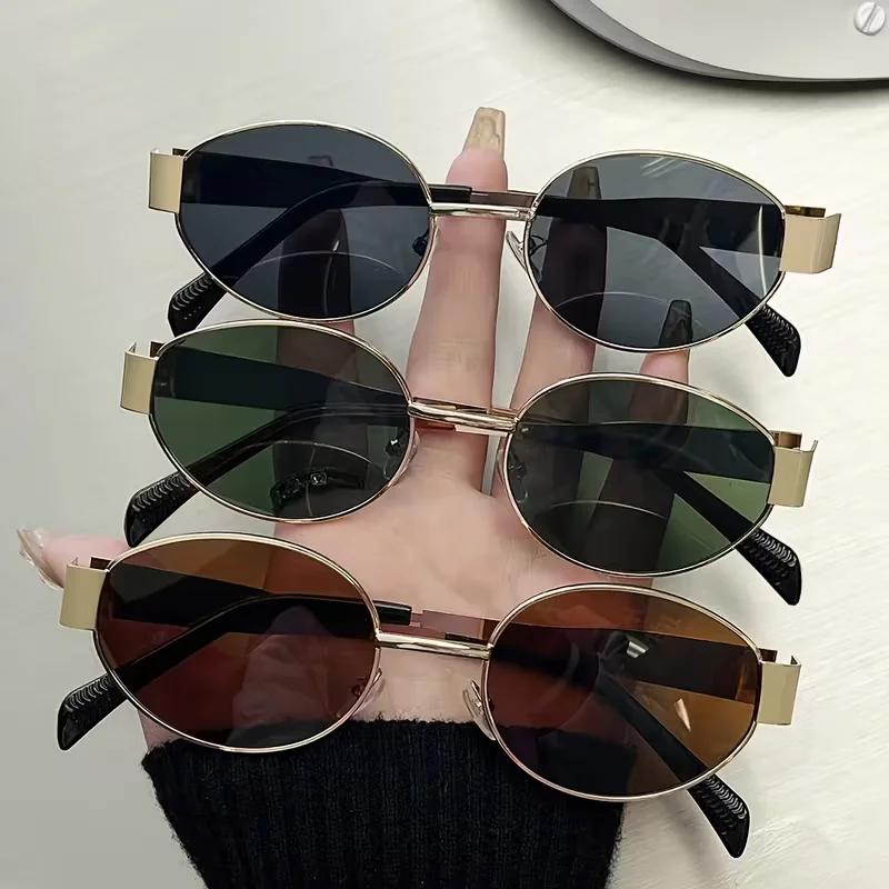 

3Pcs Women/Men Oval Metal Frame Retro Elegant Fashion Sunglasses Daily Travel Driving Fashion Accessories Holiday Gifts