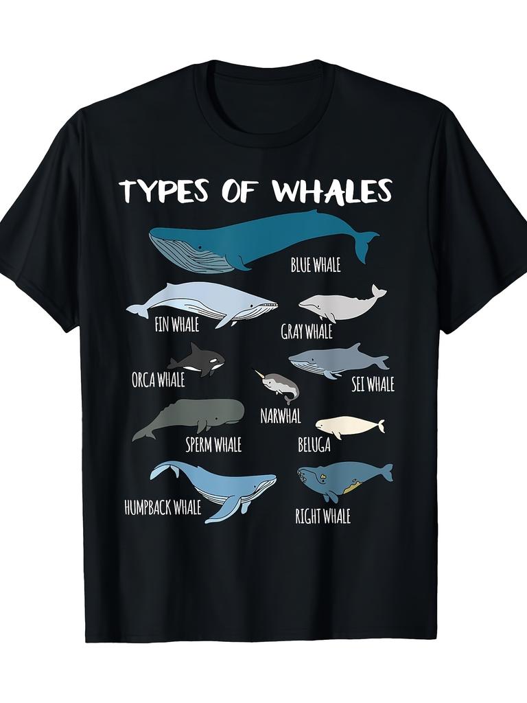 Men & Women' Retro Unisex T-Shirt - 10 Color-Coded Species with Names & Labeled Illustrations, Round Neck Casual Graphic Tee Suitable for Gifts, Outdo