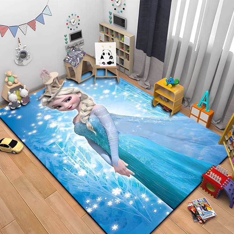 Snow Queen Frozen Elsa HD Printed Large Area Rug Carpet for Living Room Cartoon Children's Bedroom Sofa Doormat Floor Rug Gift