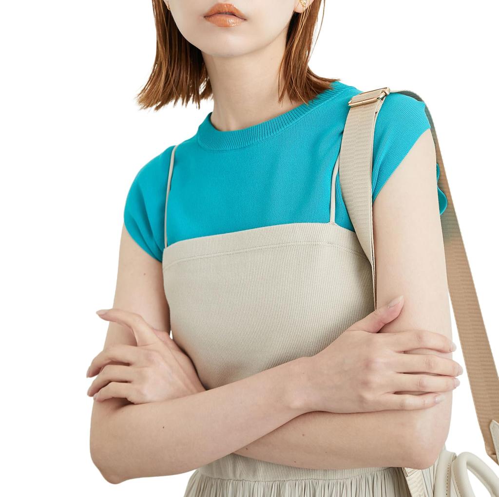 ROPE PICNIC Beauty Knit UV Cooling Zero Sleeve Knit Available in Turquoise Size 38 Pullover, Protection, Touch, Pullover, Web-Exclusive Colors,