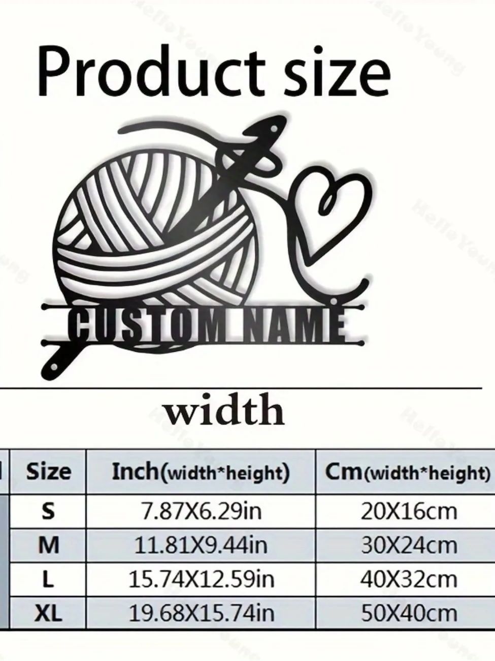 

Knitting Yarn Heart Metal Wall Art Rustic Custom Name Sign Home Knitter Gift Christmas Decor M чорний