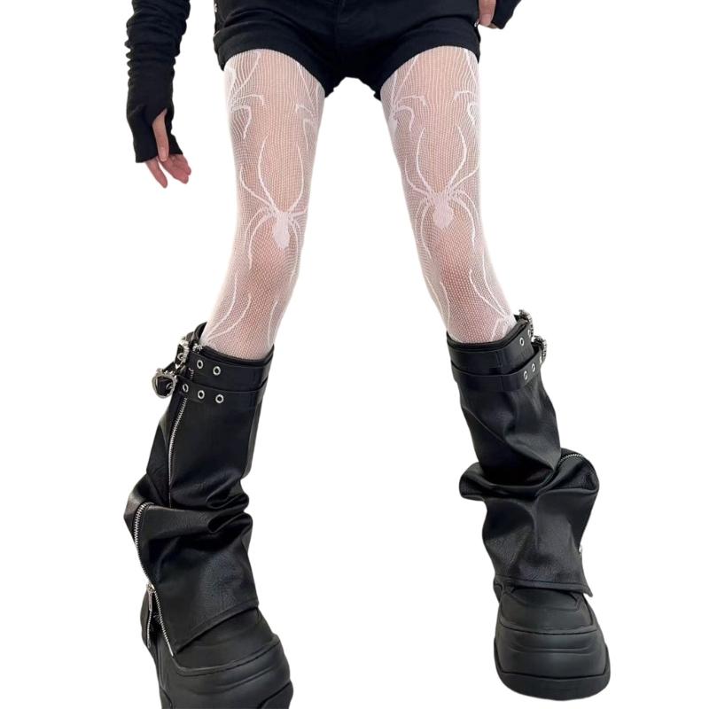 Womens Mesh Tights Halloween Spiderweb Patterned Fishnet Stockings Subculture Hollowout Sheer Pantyhose Leggings Hosiery