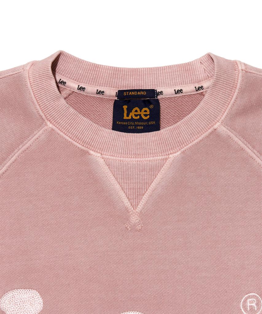 LEE Twitch Embroidered Logo Short Sleeve Dyed Sweatshirt Light Pink