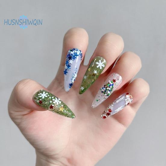 1 Box Christmas Nail Glitter Sequins Snowflake Pentagram Pattern Irregular Shape Festive Manicure Accessories
