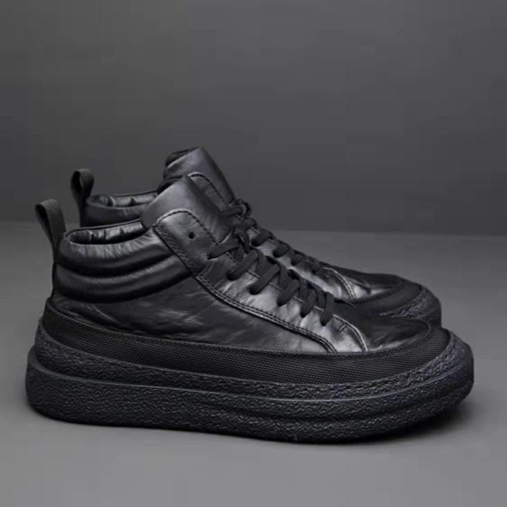 Herren Trendige High-Top Stiefeletten: Herbstliche Lässige Plus Samt Leder Rindsleder Schuhe