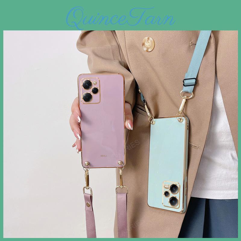 12s Note For Redmi Plating Silicone Tpu Case For Xiaomi Redmi Note 12 Pro Plus Turbo Note12 12t 11t Pro 11s Crossbody Necklace Cord Lanyard Soft Cover