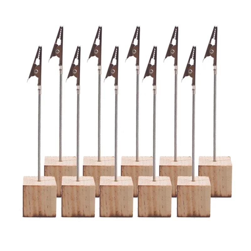 Pack Of 10 Wooden Decorations Creative Business Card Holder Crocodile Shape Clips House Party Supplies Table Number Plate