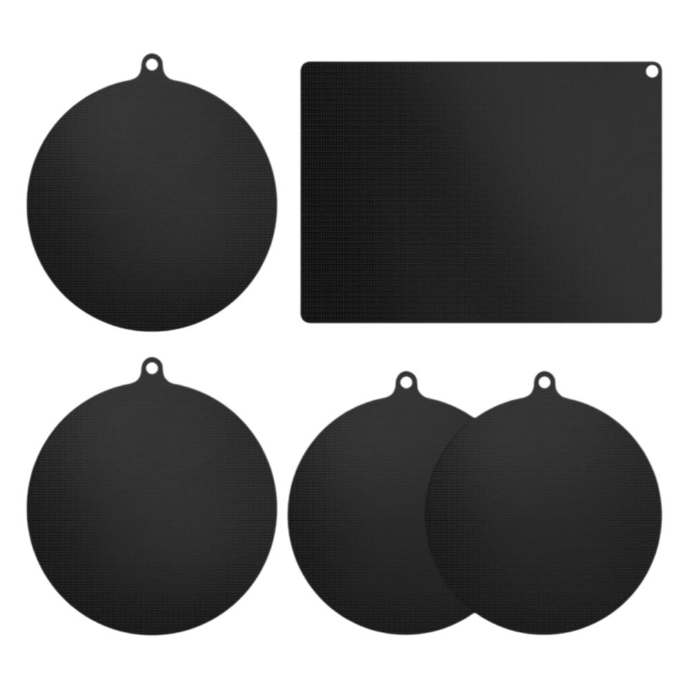 5PCS Round Heat Insulated Pad Black Scratch Proof Pad Cook Top Non Slip Pad Stove Top Protection