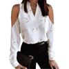 Camicia a maniche lunghe con spalle scoperte e stampa Camicia