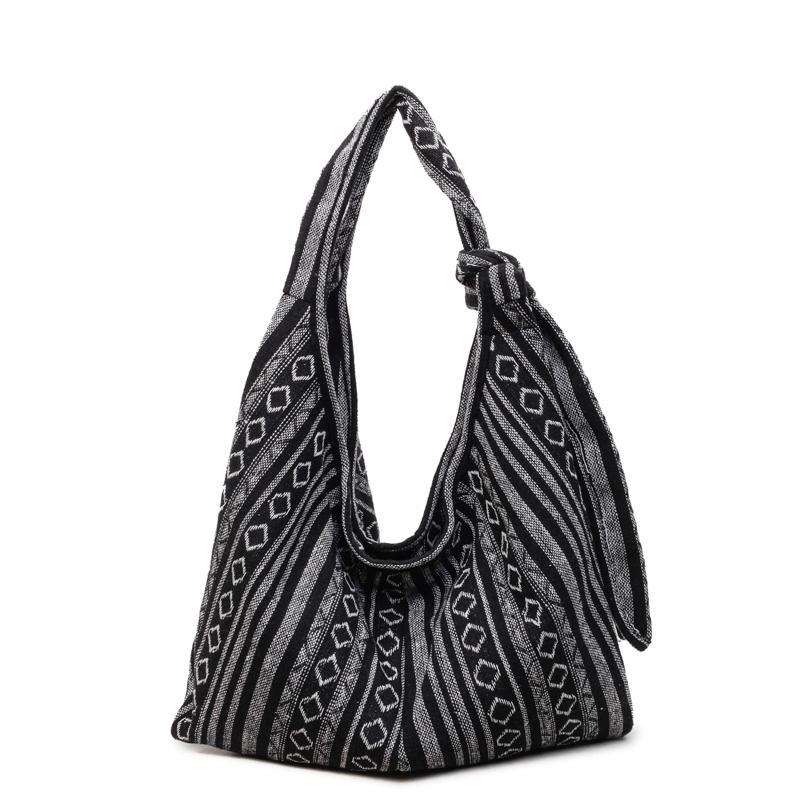 CANVAS Stripe Ethnic Fashi Tote Bags Design Sense Large Capacity 2026 High Quality Women s Bags New Versatile Shoulder Bags чёрный