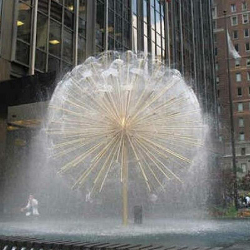 All-Copper Dandelion Crystal Ball Fountain Set for Park and Courtyard Landscaping