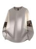 ACU Menswear Fleece-Lined Men's Sweatshirt - Autumn/Winter 2026, Bear Sleeve Patchwork, Jacquard, Round Neck, Color Block Design
