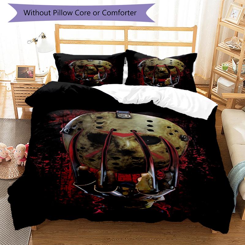 3pcs Friday the 13th Bedding Set Duvet Cover Closure Includes 1 Duvet Cover & 2 Pillowcases, Soft and Comfortable for All Seasons.