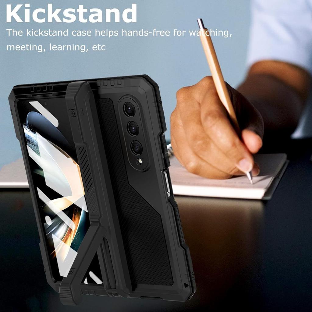 Für Samsung Z Fold 7 6 5 4 robuste Aluminium Stoßfeste Schutz-Metallhülle Sturzsicher Kratzfest Abdeckung Eingebauter Ständer