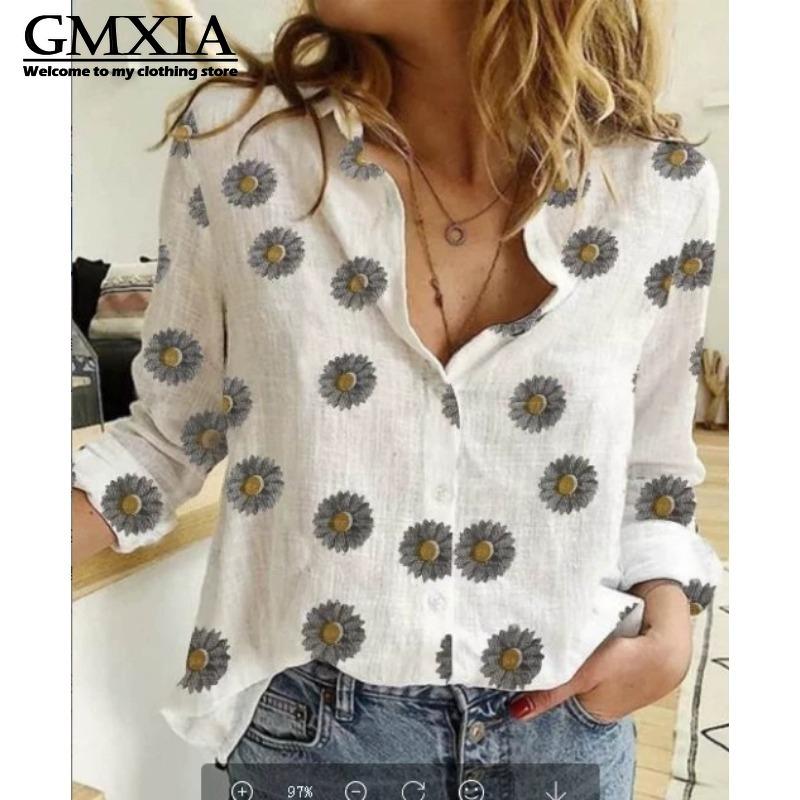 GMXIA Damska Moda Casual Rekreacyjna Bluzki i Koszule z Długim Rękawem z Kołnierzykiem POLO