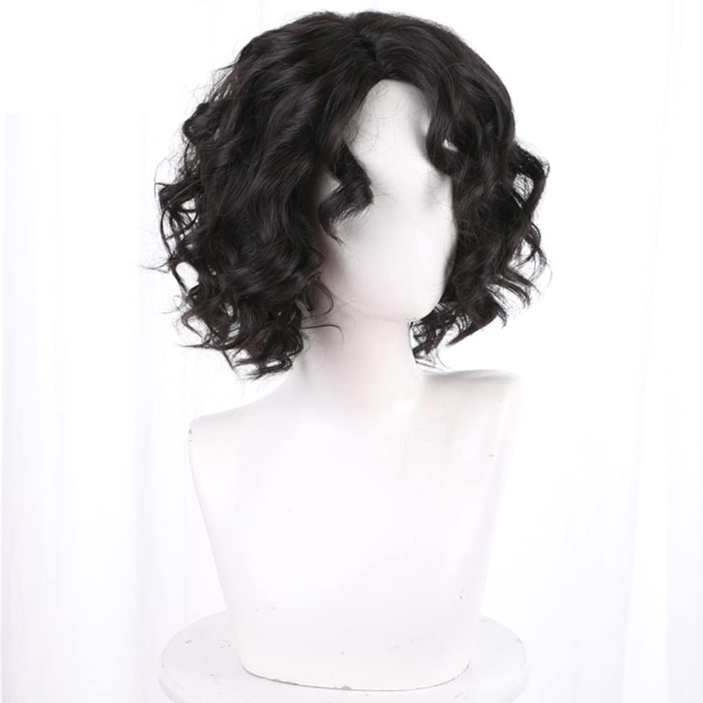 LAOBAO Black Bob Permanent Wave Cosplay Wig - Curly Hair, Heat Resistant, Disguise Wig, Bob, Costume Accessory, Party, Halloween, Costume Party, Schoo