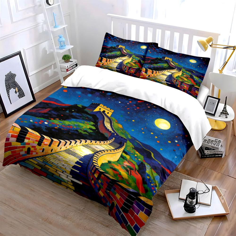 Great Wall under moon. Bedding sets Duvet cover sets Duvet covers Pillowcases(1 * Duvet Cover 2 * Pillowcases without duvet insert)