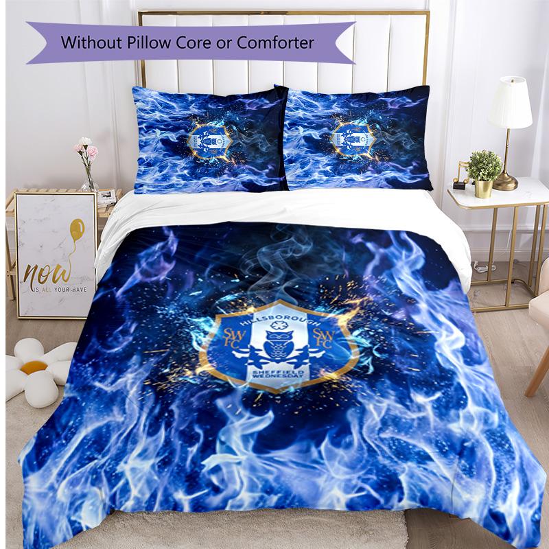 Sheffield Wednesday Football Printed 3 Pieces Bedding Set, Comfortable Skin Friendly Bedroom Duvet Cover Set