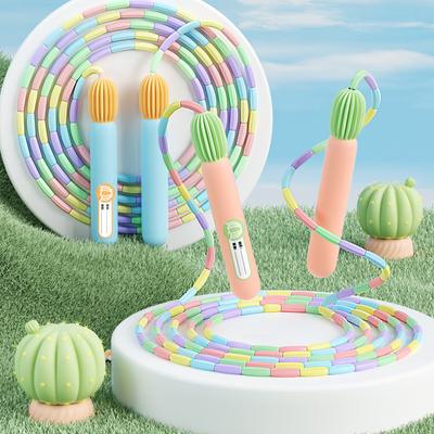 Kids Exercise Jump Rope - Easily Adjustable Segmented Skipping Rope for Kids - Durable Shatterproof Outdoor Beads - Light Weight and Tangle Free