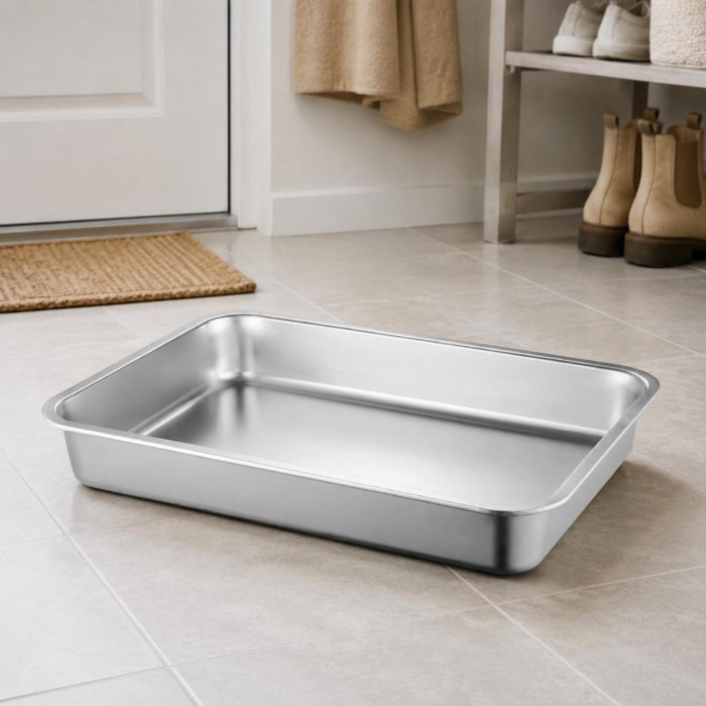 WC per animali domestici Facile da pulire Rettangolare Acciaio Inossidabile Vaschetta igienica Non Porosa H10cm 60x40cm