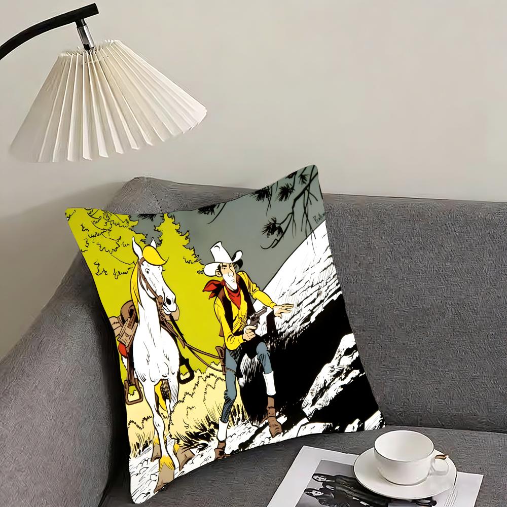 Lucky Luke Cartoon Cushion Cover Reversible Plush Pillow Cover – For Car, Sofa, Bedroom, Perfect As A Gift.