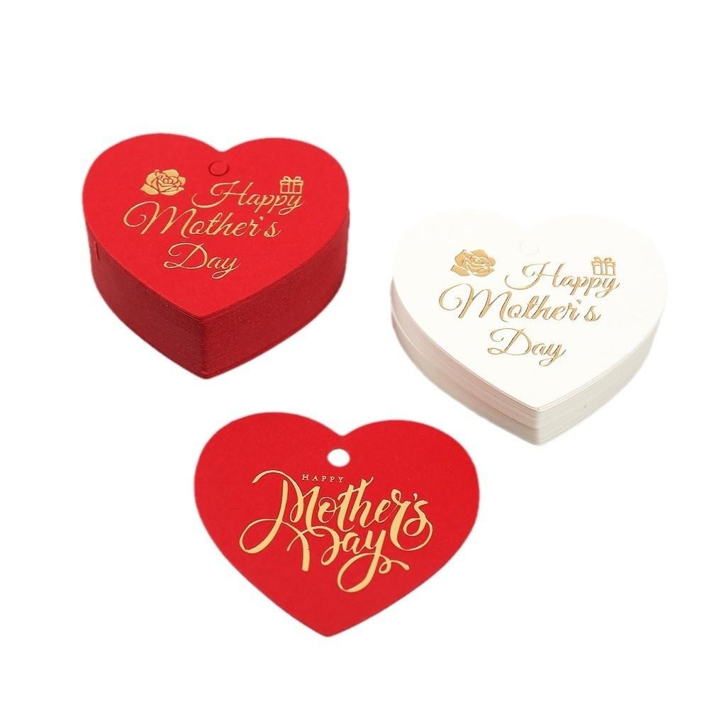 100pcs White Red Paper Gift Labels Heart Shaped Cards Cake Decor Tag  Festive & Party Supplies