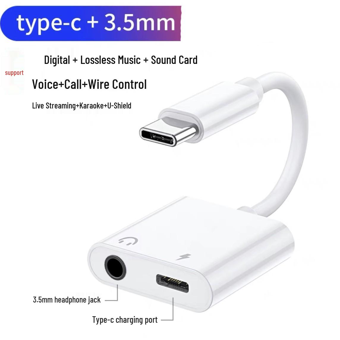 

15 Series USB-C Audio Adapter: Dual USB-C Ports for Charging and 3.5mm Jack for Music