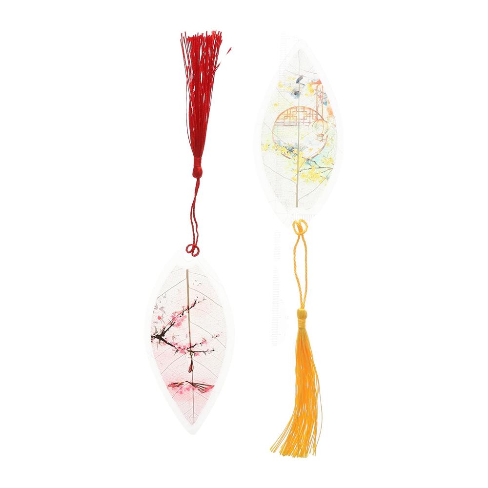 Chinese Style Tassel Pretty Aesthetic Bookmarks Leaf Vein Bookmark Paper Cilp Leaves Bookmark