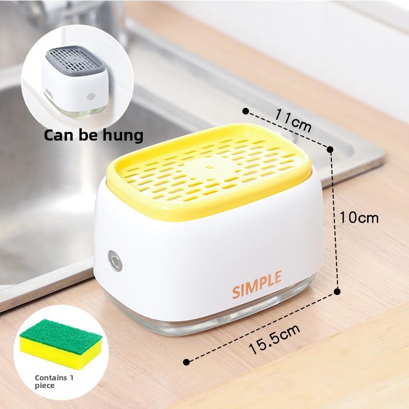 Kitchen Dish Brush With Soap Dispenser And Plastic Holder For Easy Cleaning