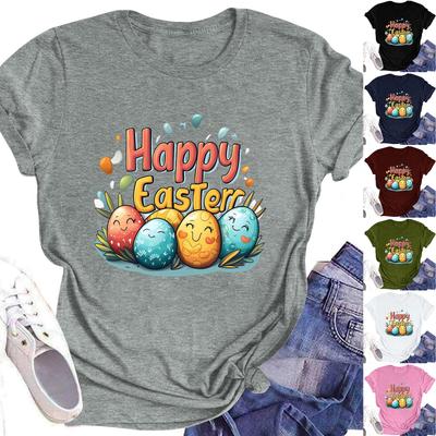 Women's Top Round Neck Casual Printed Short-sleeved T-shirt Top