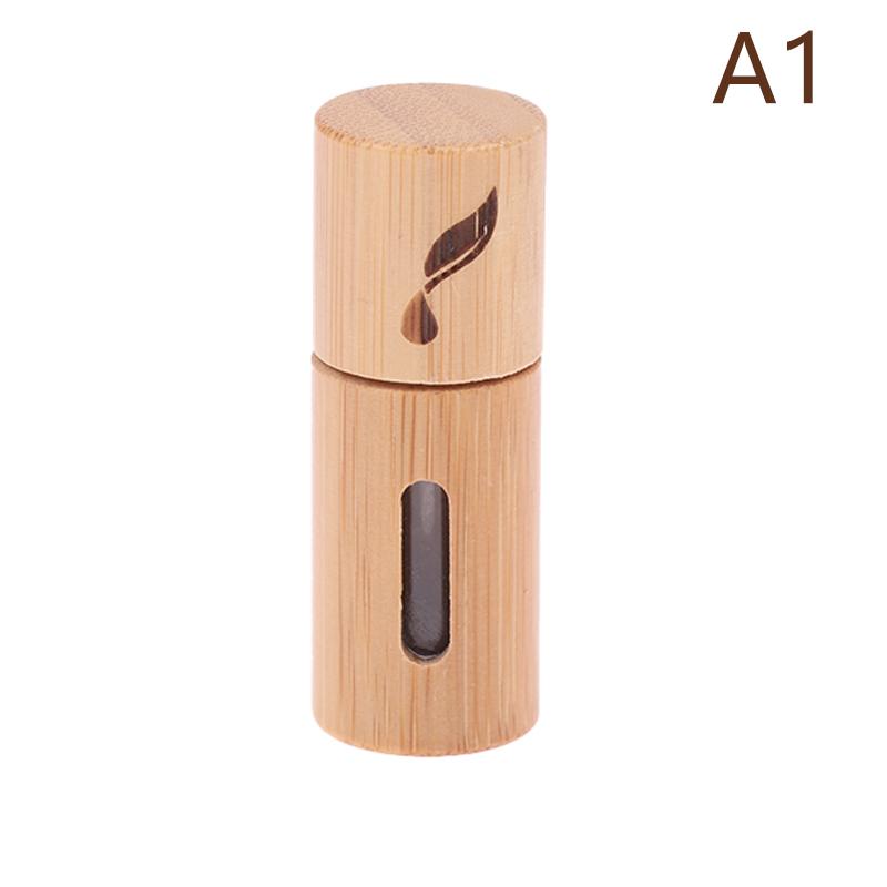 1Pc 3 mL Bamboo Wood Perfume Bottle – Refillable Stainless Steel Roll-On Applicator for Essential Oils and Aromatherapy