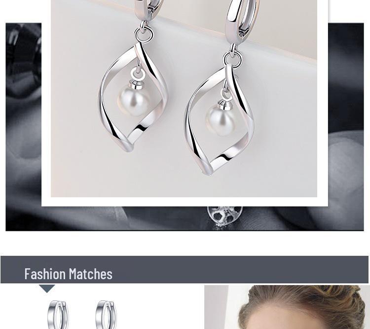 Chinese Style Pearl Twist Love Earrings: Long, Cute, Influencer-Inspired Dangle Jewelry