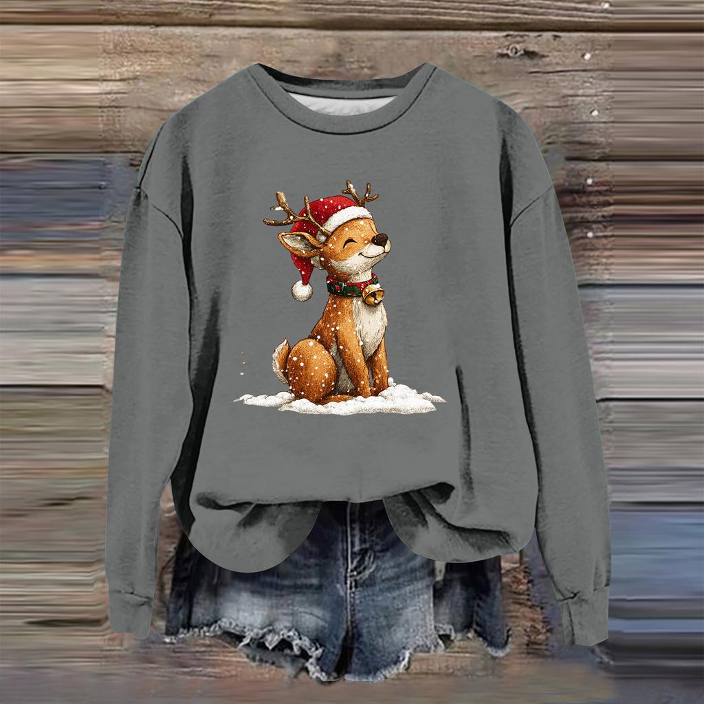 Women's Fashion Casual Long Sleeve Loose Christmas Printed Sweatshirt